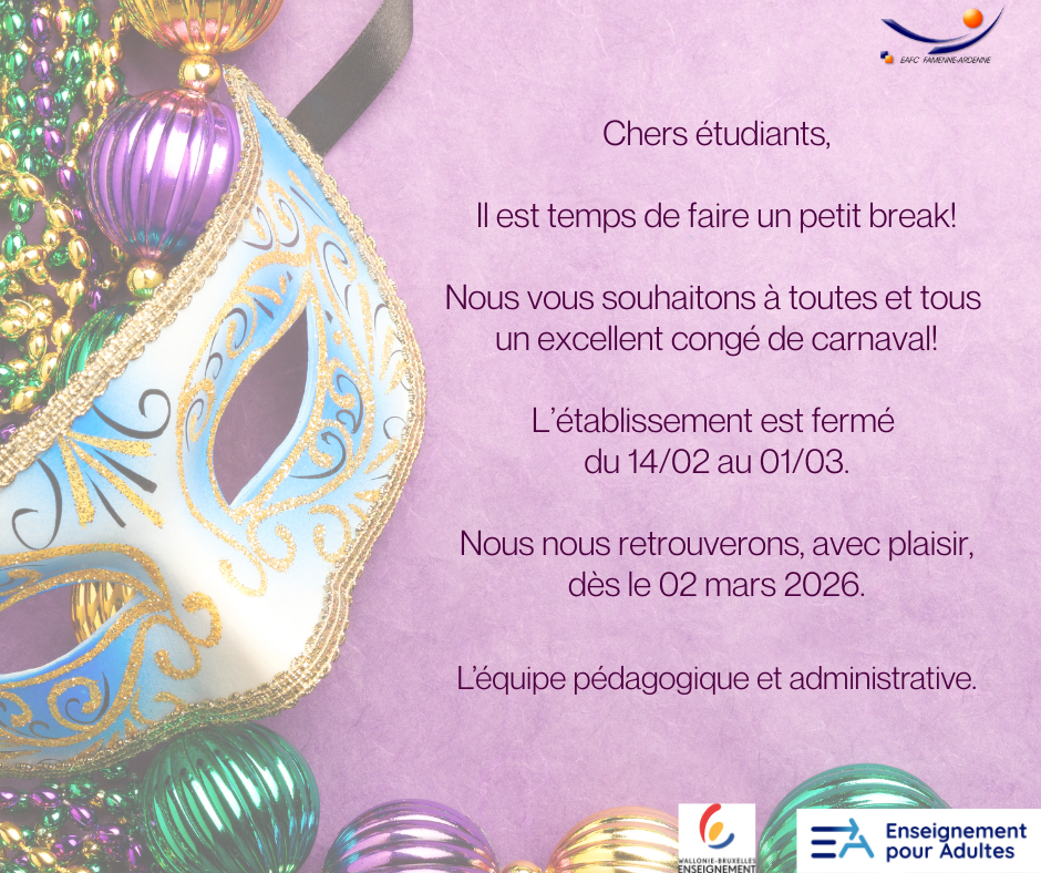 You are currently viewing Vacances de carnaval du 14/02 au 01/03